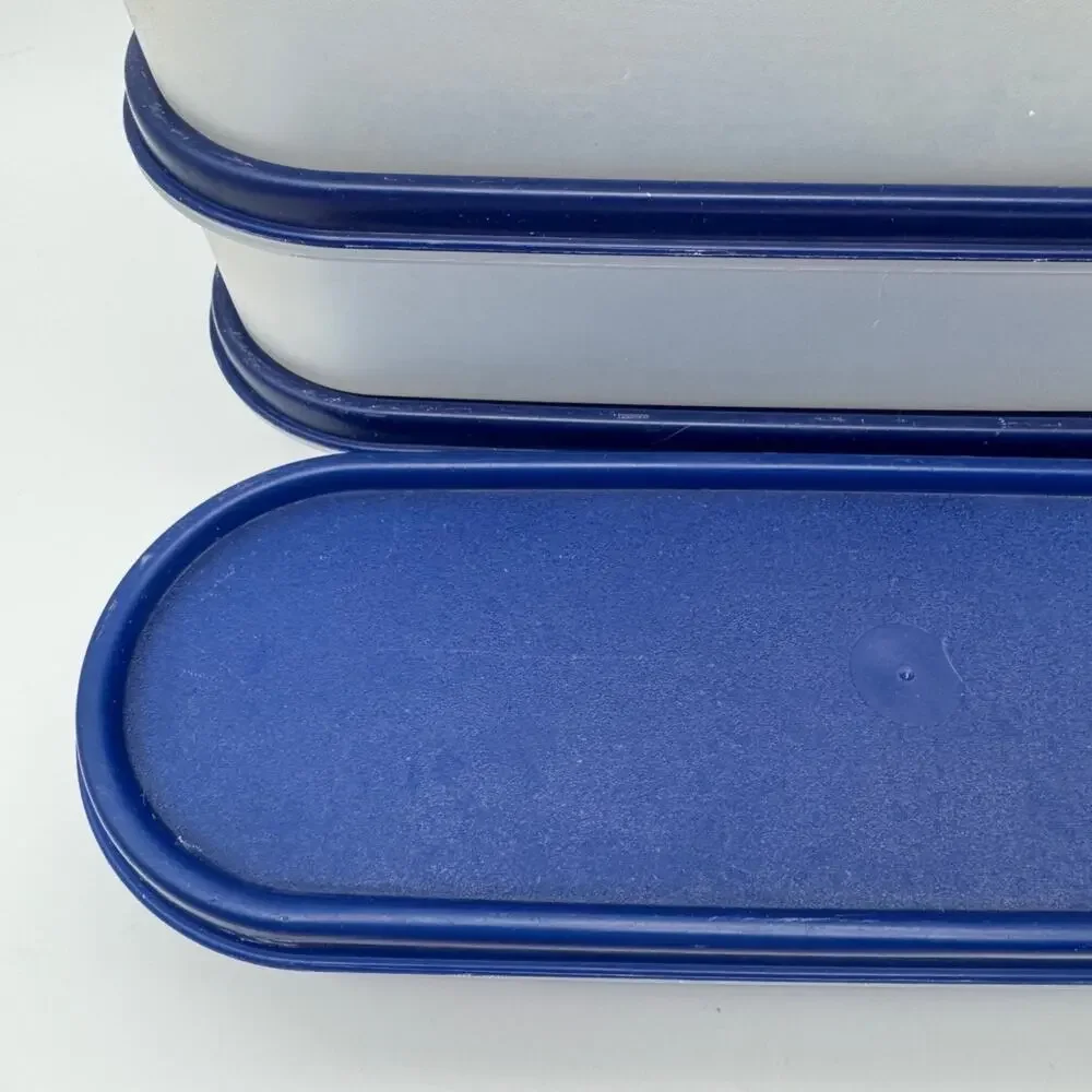 6 Tupperware Modular Mate Oval Container Blue Lid 2399A-3